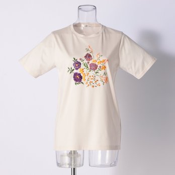 T-SHIRT with FLOWER EMBROIDERY　 詳細画像