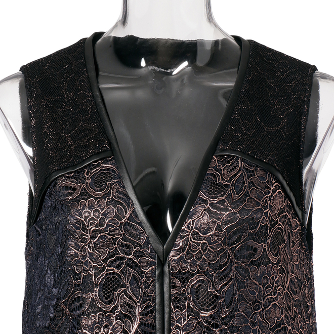 【期間限定】FOIL PRINTED LACE with NETTING BOXY ドレス 詳細画像 ブラック 4