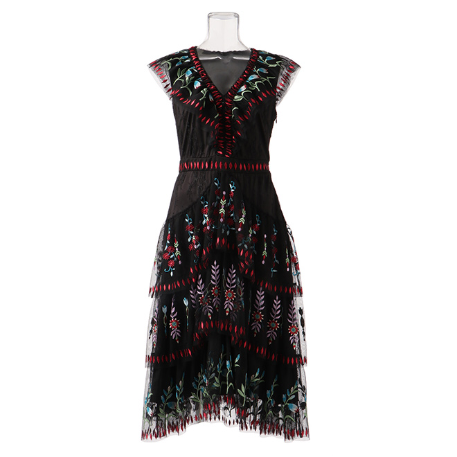 【期間限定】RINDOU FLOWER ON TULLE ドレス 詳細画像 黒系マルチ 1