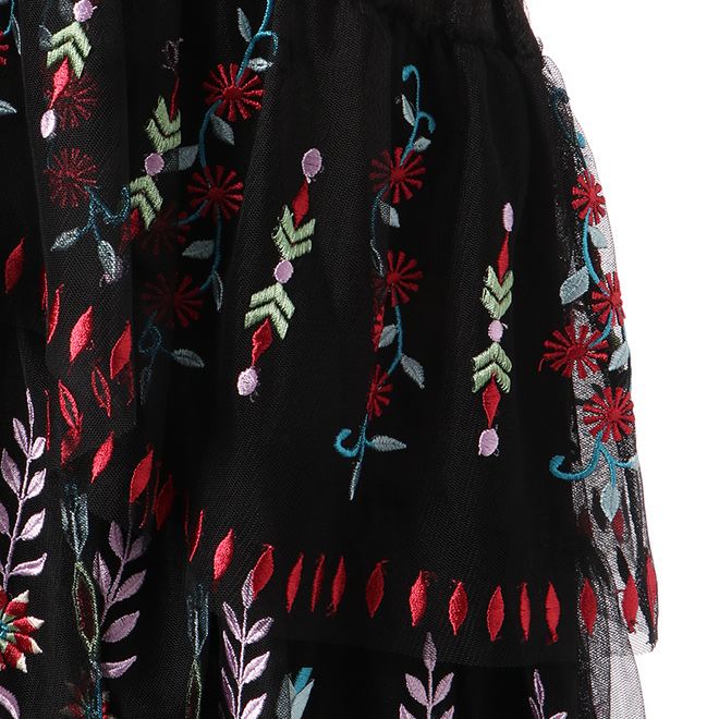 【期間限定】RINDOU FLOWER ON TULLE ドレス 詳細画像 黒系マルチ 5