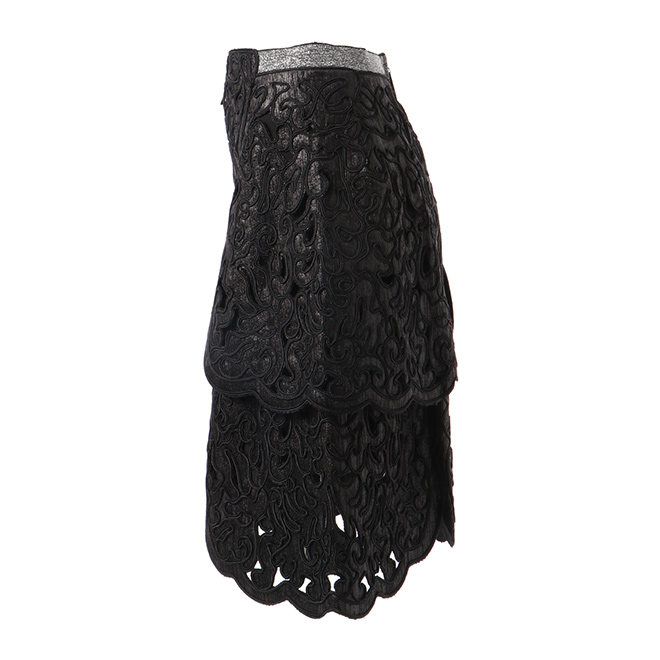 CORDING CUT OUT LACE ON CORDUROY　スカート 詳細画像 ブラック 2