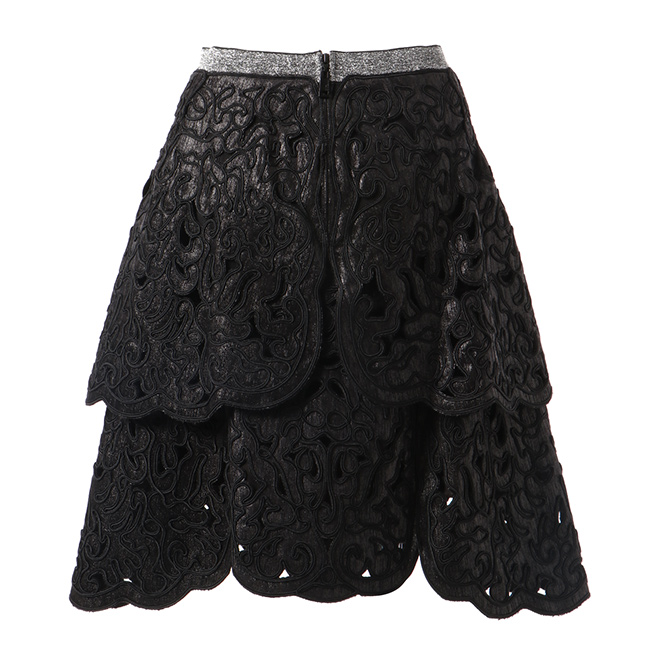 CORDING CUT OUT LACE ON CORDUROY　スカート 詳細画像 ブラック 3
