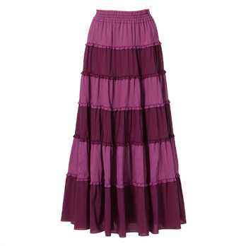 Linen blend tiered maxi skirt