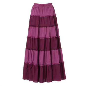 Linen blend tiered maxi skirt 詳細画像