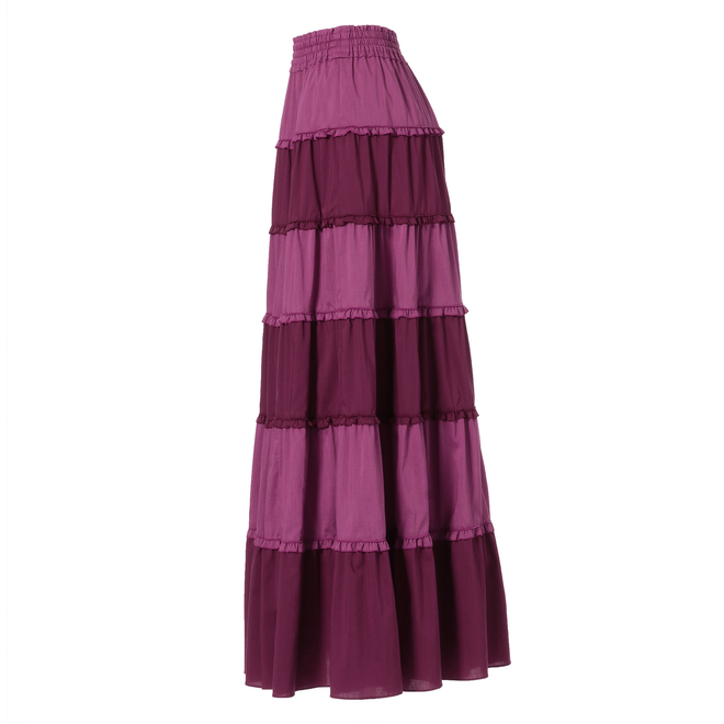 Linen blend tiered maxi skirt 詳細画像 赤系マルチ 2