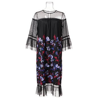 FRINGE EMBROIDERY ON STRETCHY TULLE　ドレス 詳細画像
