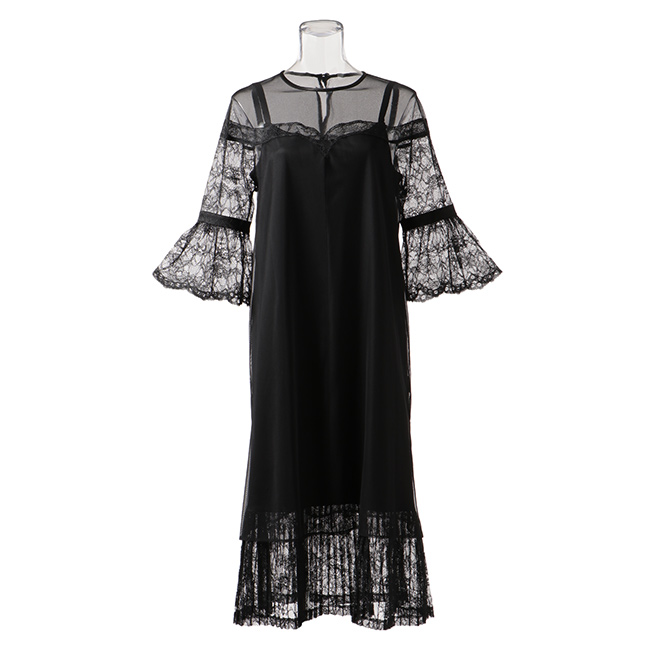【期間限定】TULLE ＆ RASCHEL LACE COMBO　ドレス 詳細画像 ブラック 1