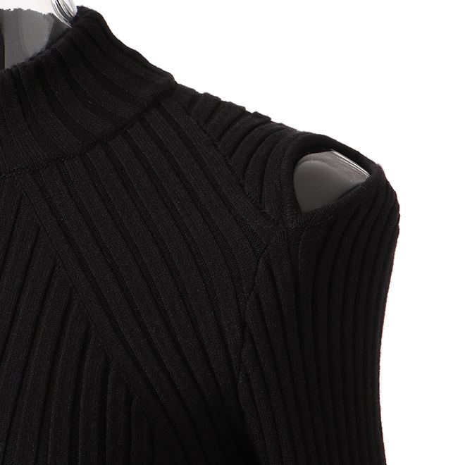 WIDE RIB KNIT　プルオーバー 詳細画像 ブラック 4