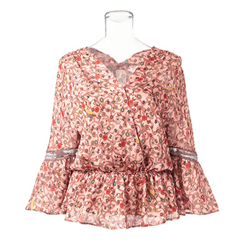 ORIENTAL KOBANA PRINT ON CRINKLE SATIN　ブラウス 詳細画像