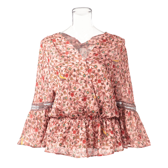 ORIENTAL KOBANA PRINT ON CRINKLE SATIN　ブラウス 詳細画像 ピンク系マルチ 1