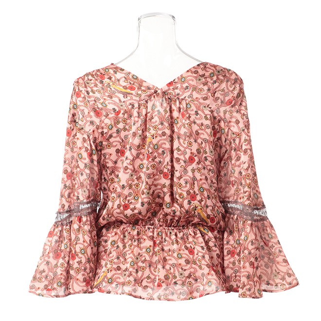 ORIENTAL KOBANA PRINT ON CRINKLE SATIN　ブラウス 詳細画像 ピンク系マルチ 3