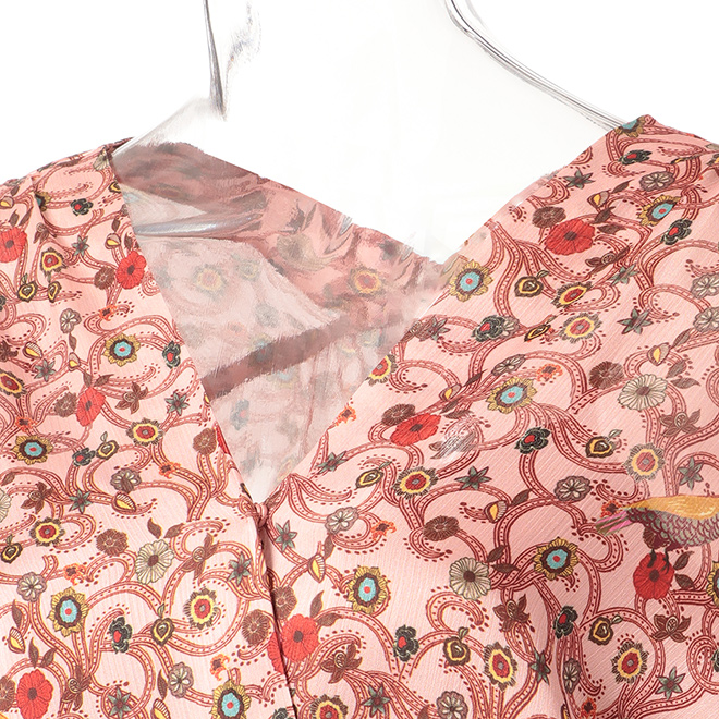 ORIENTAL KOBANA PRINT ON CRINKLE SATIN　ブラウス 詳細画像 ピンク系マルチ 4