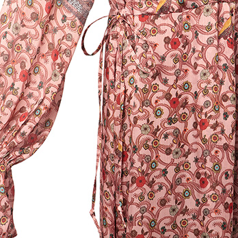 ORIENTAL KOBANA PRINT ON CRINKLE SATIN　ドレス 詳細画像