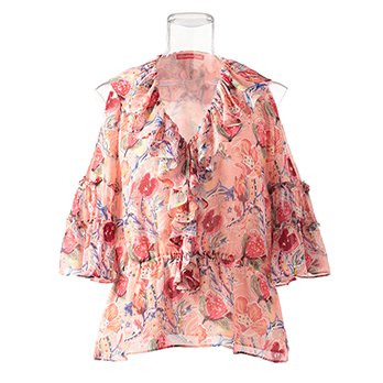 POMEGRANATE FLOWER PRINT ON VISCOSE　ブラウス 詳細画像