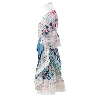MULTI COLOR EMBROIDERY LACE W LASER CUT　ドレス 詳細画像