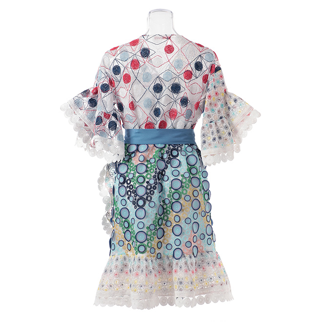 MULTI COLOR EMBROIDERY LACE W LASER CUT　ドレス 詳細画像 白系マルチ 3