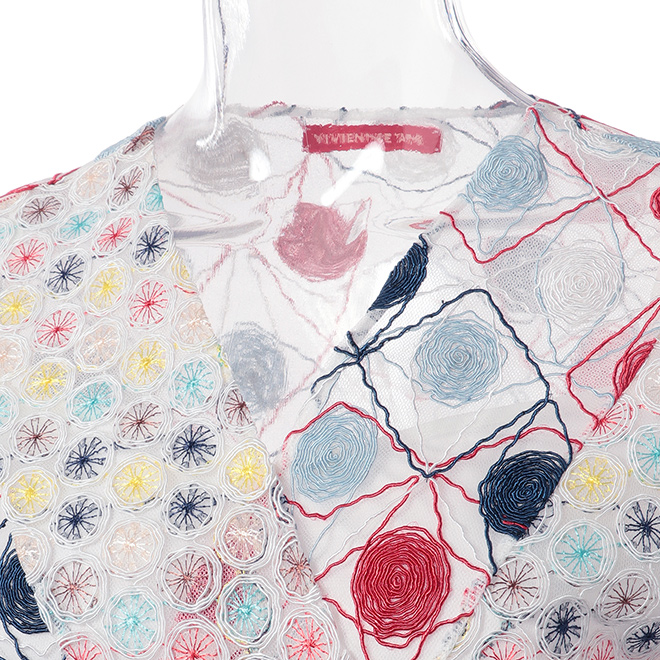 MULTI COLOR EMBROIDERY LACE W LASER CUT　ドレス 詳細画像 白系マルチ 4