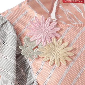 COTTON STRIPE EMBROIDERY PATCHWORK　ブラウス　 詳細画像