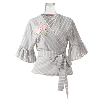 COTTON STRIPE EMBROIDERY PATCHWORK　ブラウス