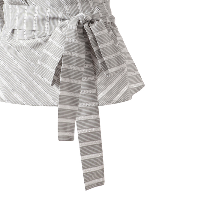 COTTON STRIPE EMBROIDERY PATCHWORK　ブラウス 詳細画像 グレー系マルチ 5