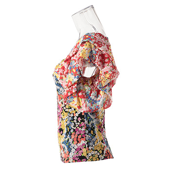 CIRCLE FLOWER PRINT ON STRETCH NETTING　ブラウス 詳細画像