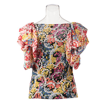 CIRCLE FLOWER PRINT ON STRETCH NETTING　ブラウス 詳細画像