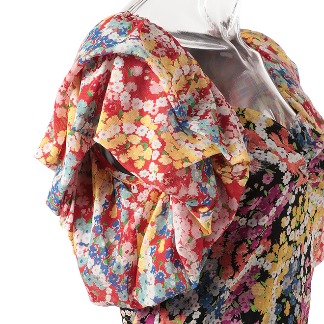 CIRCLE FLOWER PRINT ON STRETCH NETTING　ブラウス 詳細画像 白系マルチ 5