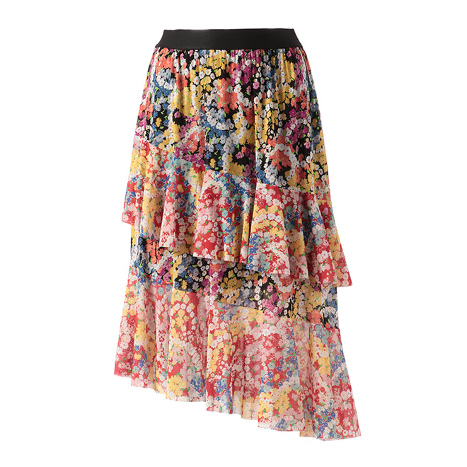 CIRCLE FLOWER PRINT ON STRETCH NETTING　スカート　 詳細画像 白系マルチ 1