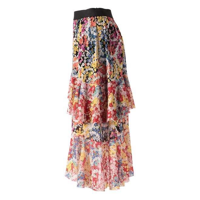 CIRCLE FLOWER PRINT ON STRETCH NETTING　スカート　 詳細画像 白系マルチ 2