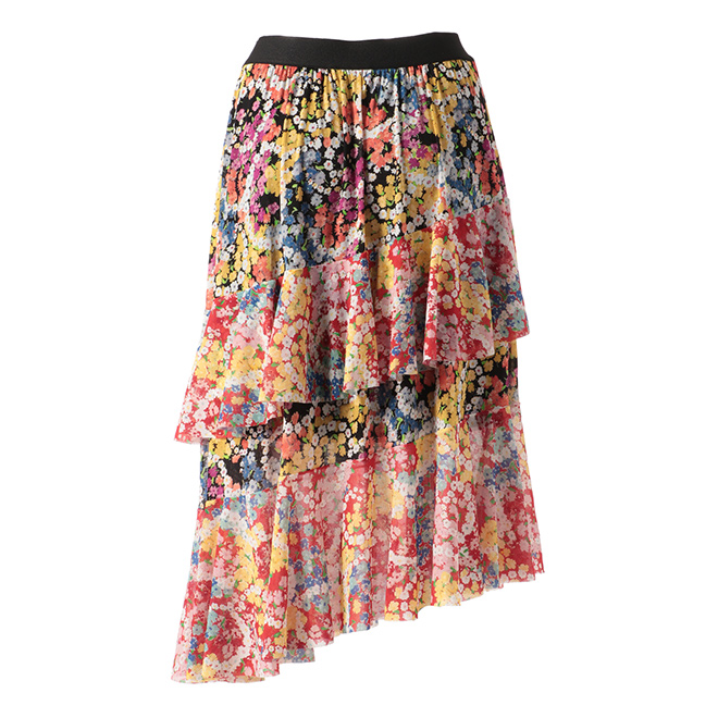 CIRCLE FLOWER PRINT ON STRETCH NETTING　スカート　 詳細画像 白系マルチ 3