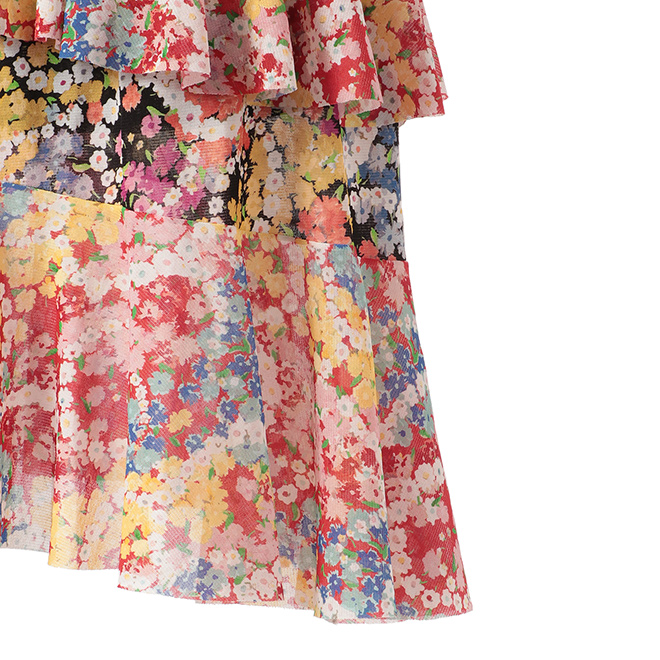 CIRCLE FLOWER PRINT ON STRETCH NETTING　スカート　 詳細画像 白系マルチ 5