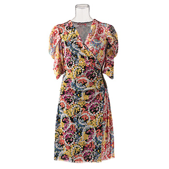 CIRCLE FLOWER PRINT ON STRETCH NETTING　ドレス