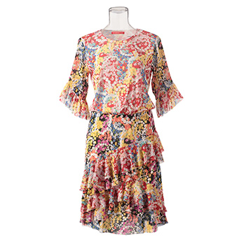 CIRCLE FLOWER PRINT ON STRETCH NETTING　ドレス