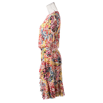 CIRCLE FLOWER PRINT ON STRETCH NETTING　ドレス 詳細画像