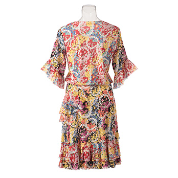 CIRCLE FLOWER PRINT ON STRETCH NETTING　ドレス 詳細画像