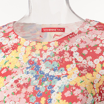 CIRCLE FLOWER PRINT ON STRETCH NETTING　ドレス 詳細画像