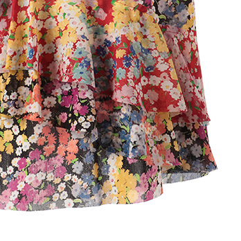 CIRCLE FLOWER PRINT ON STRETCH NETTING　ドレス 詳細画像