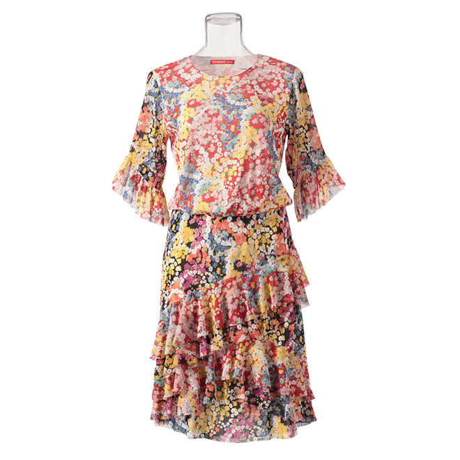 CIRCLE FLOWER PT ON ST NETTING　ドレス