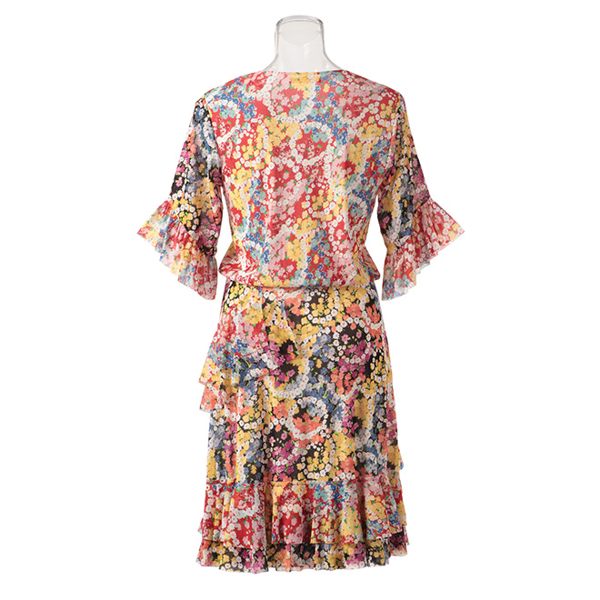 CIRCLE FLOWER PRINT ON STRETCH NETTING　ドレス 詳細画像 白系マルチ 3