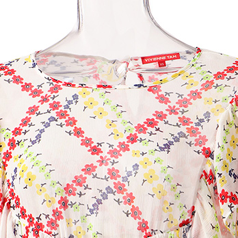 Plaid flower print on viscose ブラウス 詳細画像