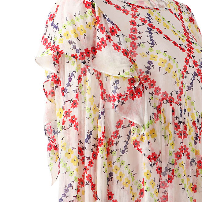 Plaid flower print on viscose ブラウス 詳細画像 白系マルチ 5