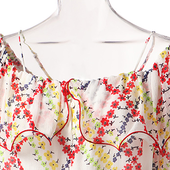 Plaid flower print on viscose ブラウス 詳細画像