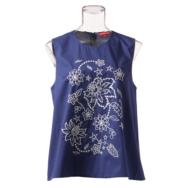 Star flower table cloth embroidery ブラウス 詳細画像 ネイビー 1