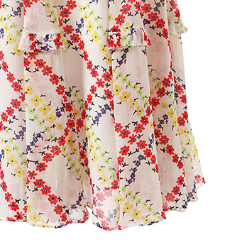 Plaid flower print on viscose スカート  詳細画像