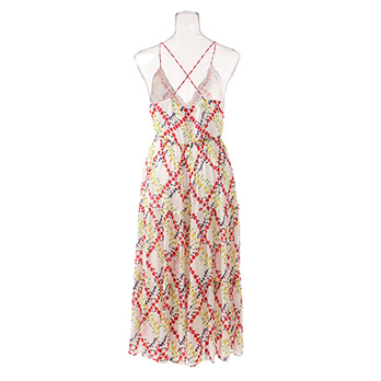 Plaid flower print on viscose ドレス  詳細画像