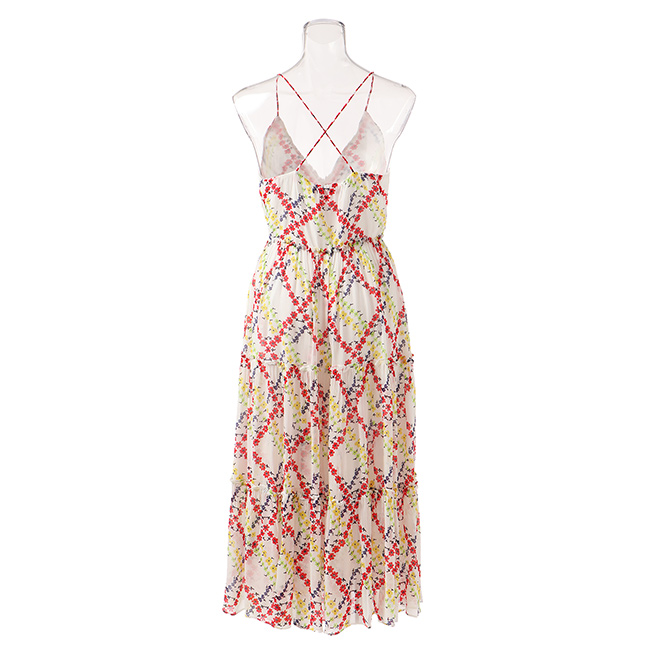 Plaid flower print on viscose ドレス  詳細画像 白系マルチ 3