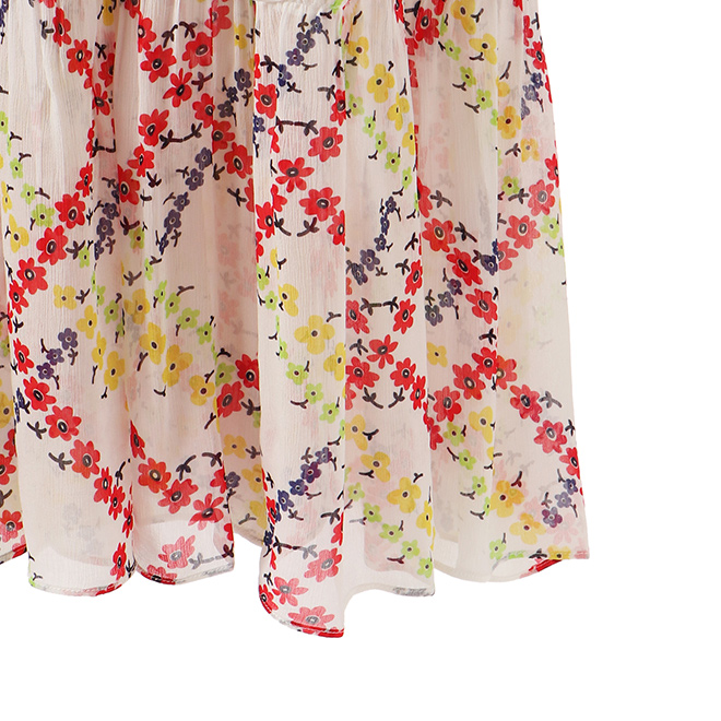 Plaid flower print on viscose ドレス  詳細画像 白系マルチ 5