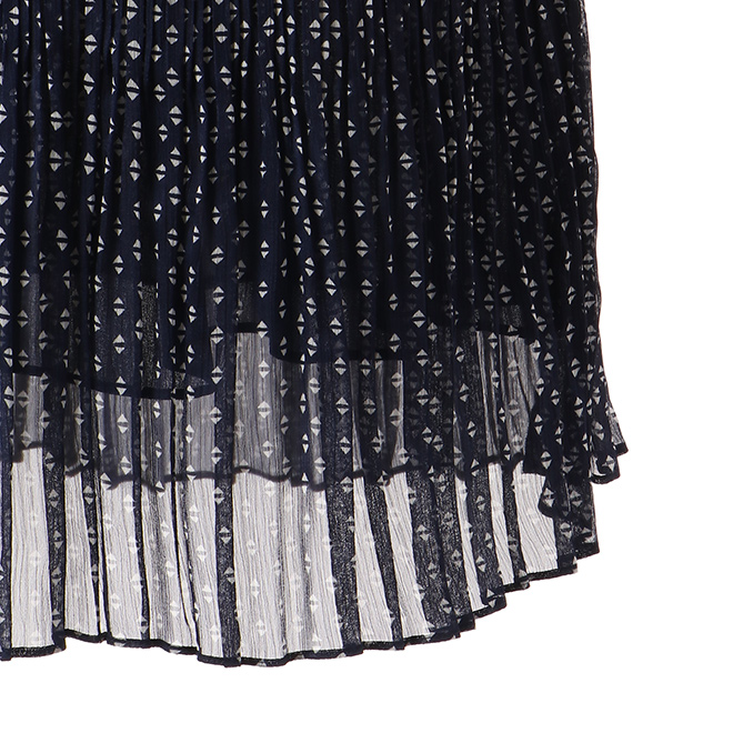 Pleating on geometric print poly ドレス 詳細画像 白系マルチ 5