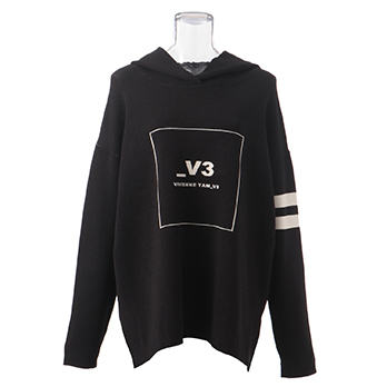 _V3 Basic Logo Intarsia Knit Hoodie　ニットフーディ