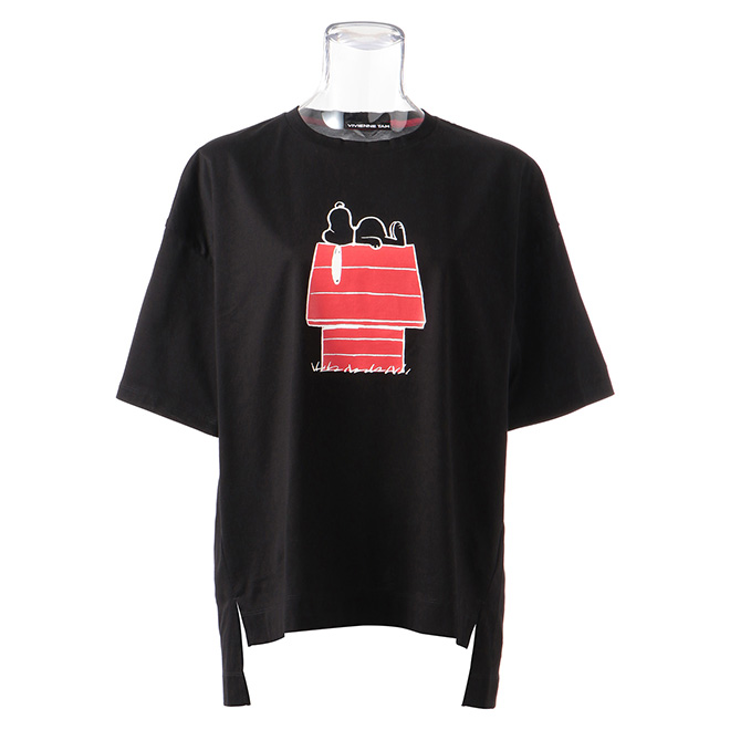 【 スヌーピー 】 DOUBLE HAPPINESSFLOCKY PRINT　Tシャツ 詳細画像 ブラック 1